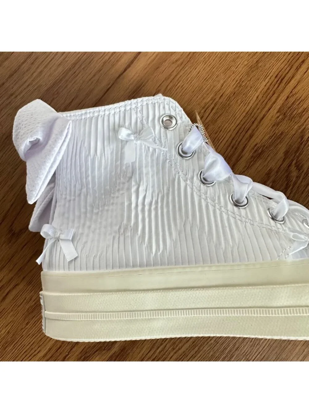 ⭐Rare Converse Chuck 70 Hi Bow Pleated 7 Men Shoes Elegant Sneaker White A15191C